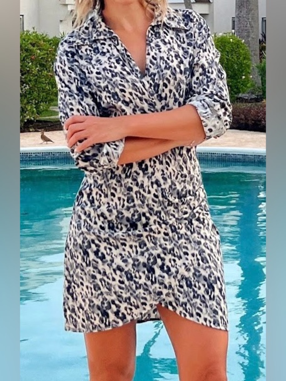 Blue leopard print dress